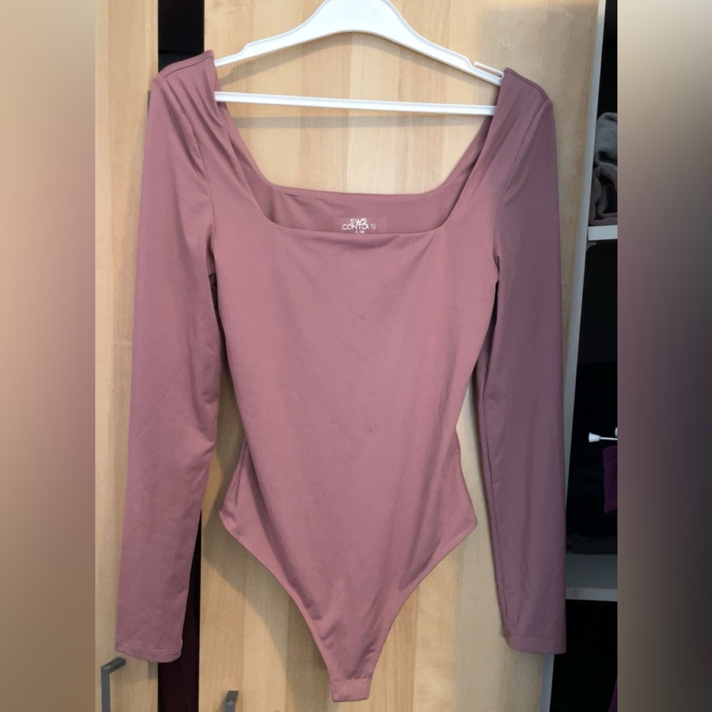 SWS CONTOUR Mauve Square Neck Long Sleeve Bodysuit